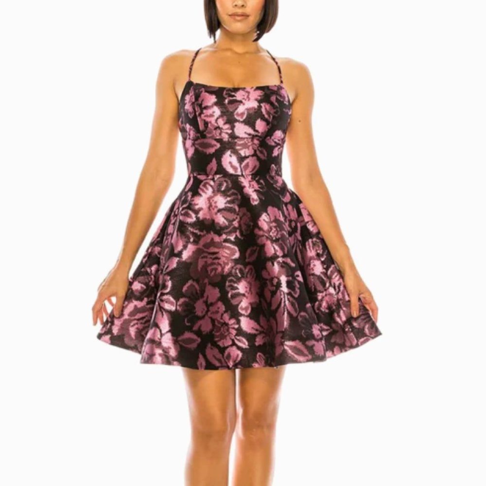 NWT B Darlin Floral Jacquard Fit & Flare A-Line Dress Formal Evening Party Dress